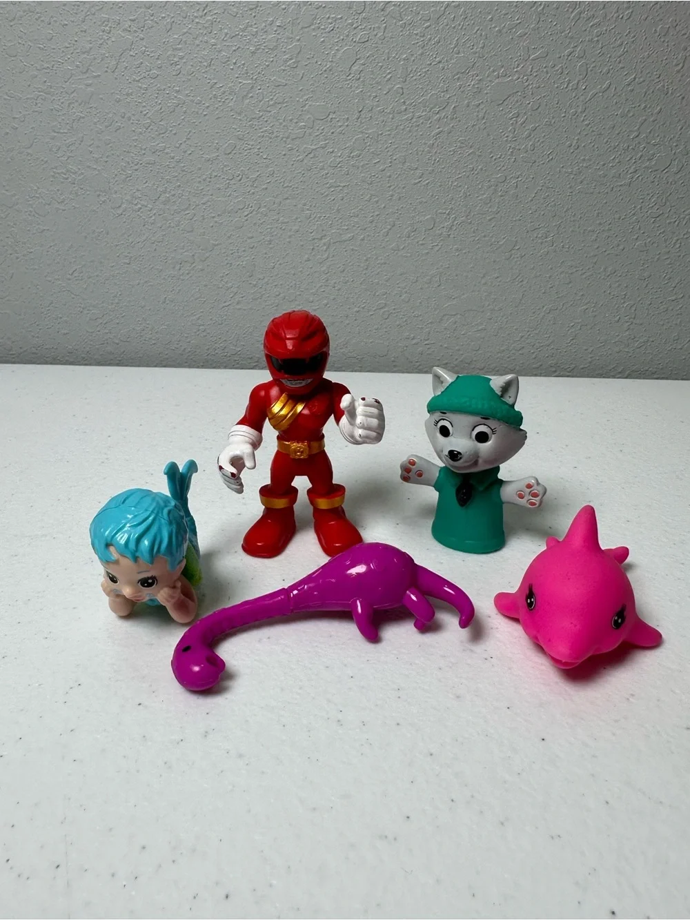 Kids Toy Figure Set - Red Action Ranger & Bright Color Sea Friends